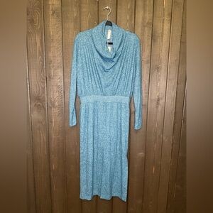 Daily Practice by Anthropologie Side-Slit Effortless Maxi Dress Sz M Green/Blue